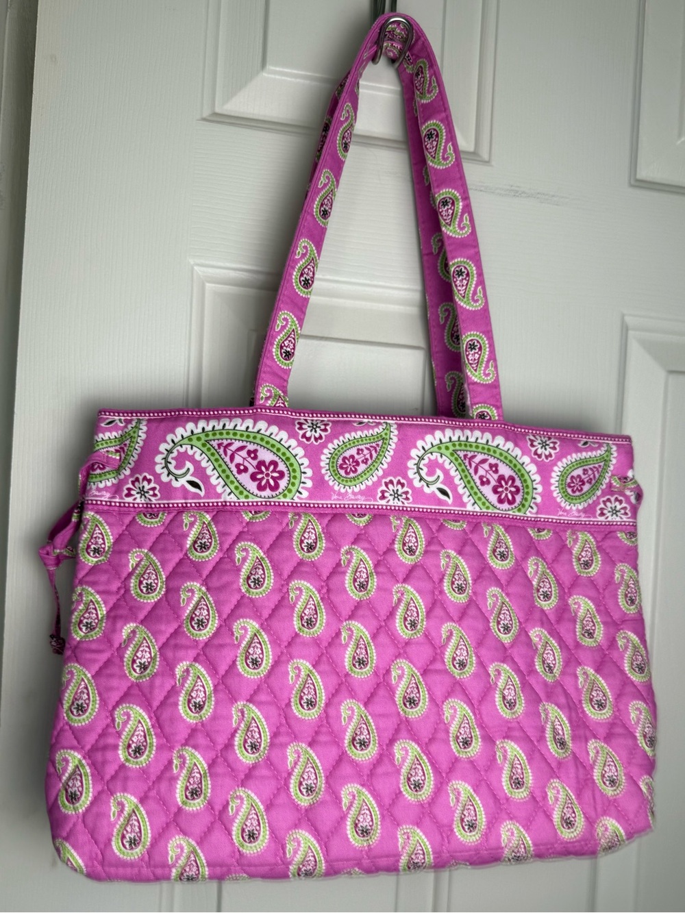 NWOT Vera Bradley Bermuda Pink Medium Tie Tote Bag Cotton Quilted